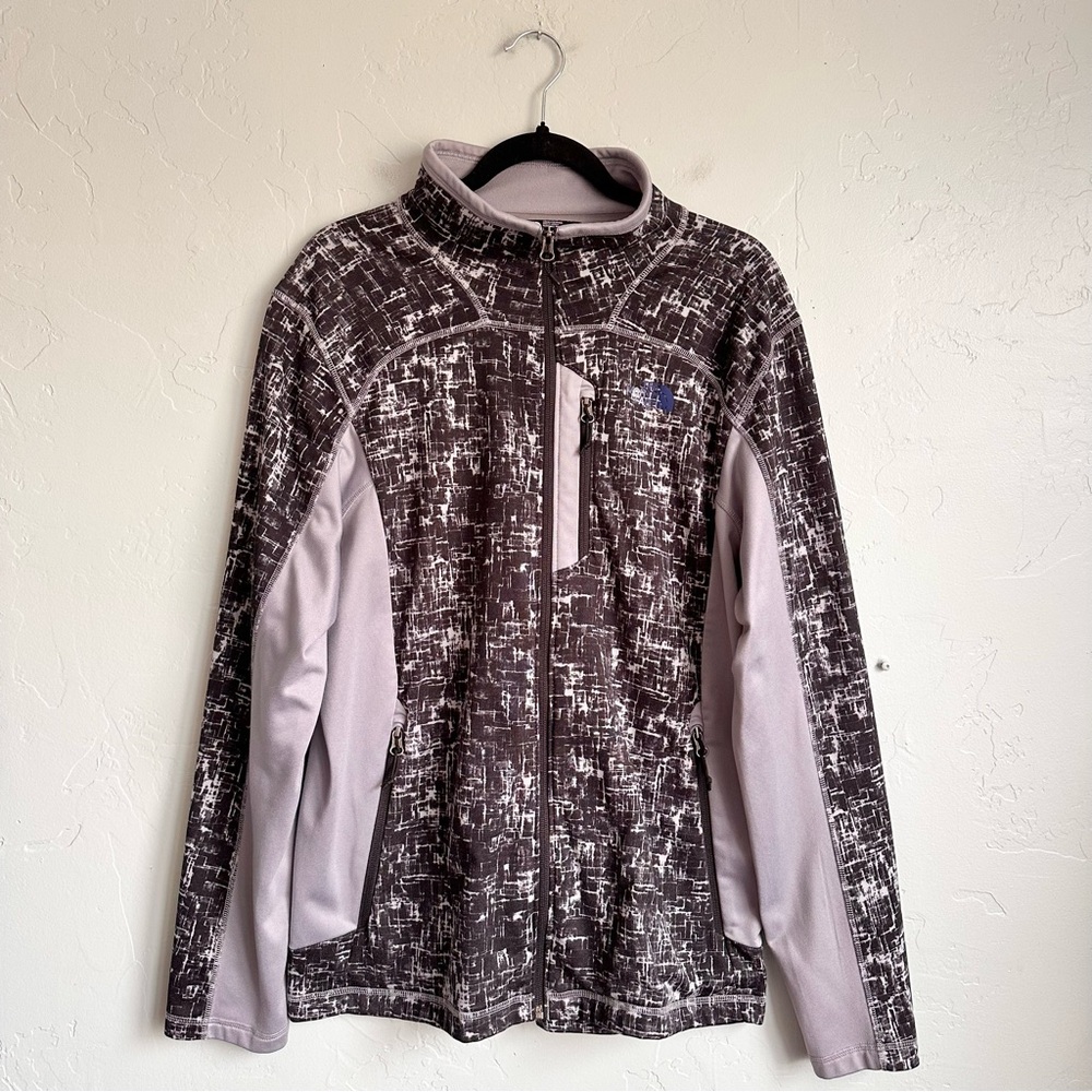 The North Face Men Gray Black Abstract Fleece Performance Jacket Large Gorpcore